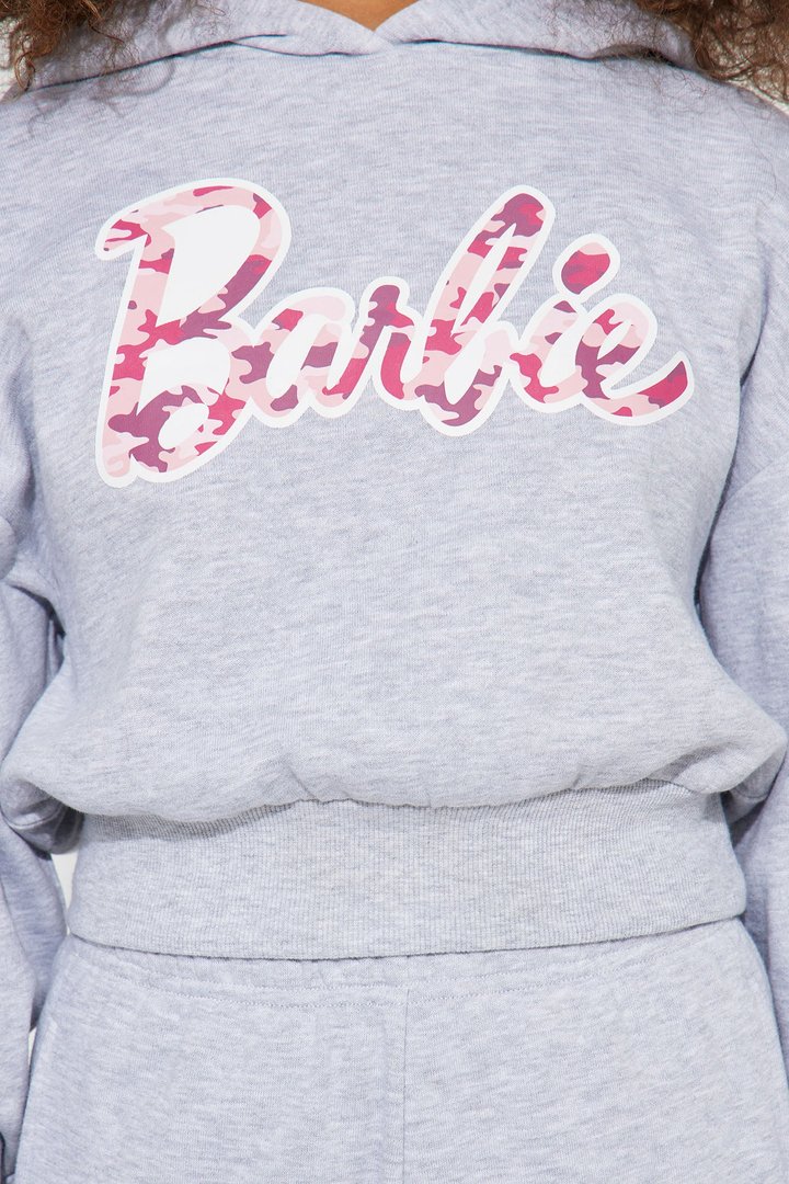 Mini Barbie Girl Fleece Jogger Set - Heather Grey