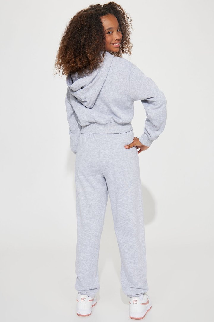 Mini Barbie Girl Fleece Jogger Set - Heather Grey