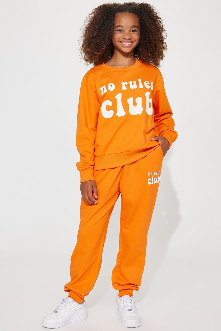 Mini No Rules Club French Terry Jogger Set - Orange