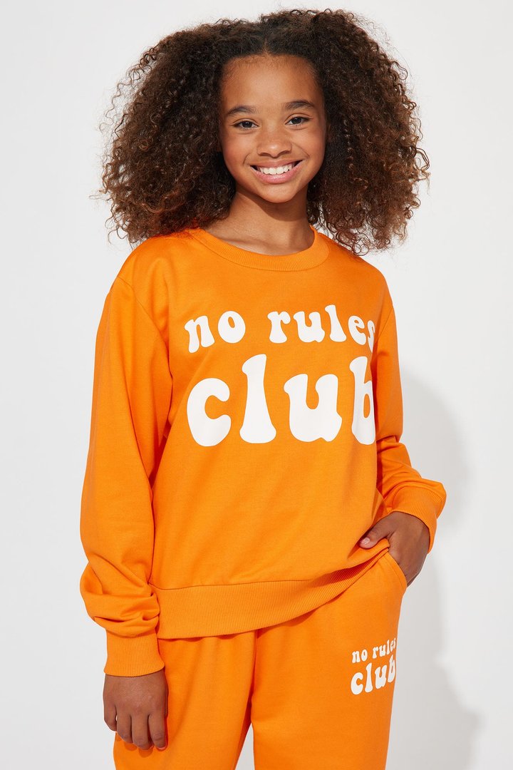 Mini No Rules Club French Terry Jogger Set - Orange