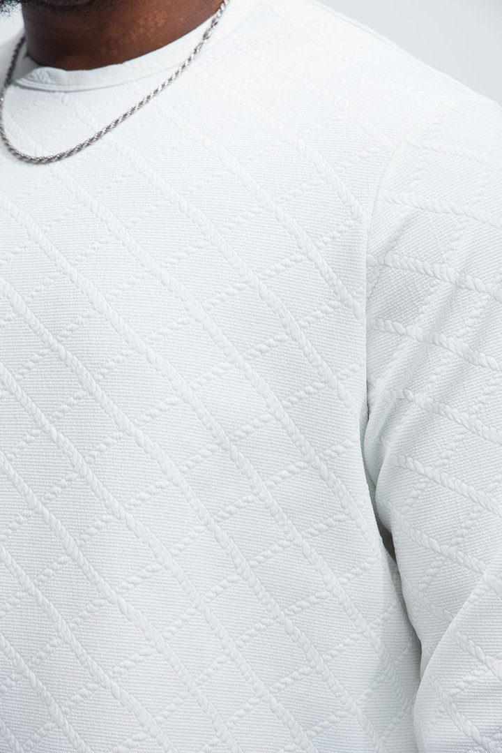 Lingo Textured Long Sleeve Tee - White