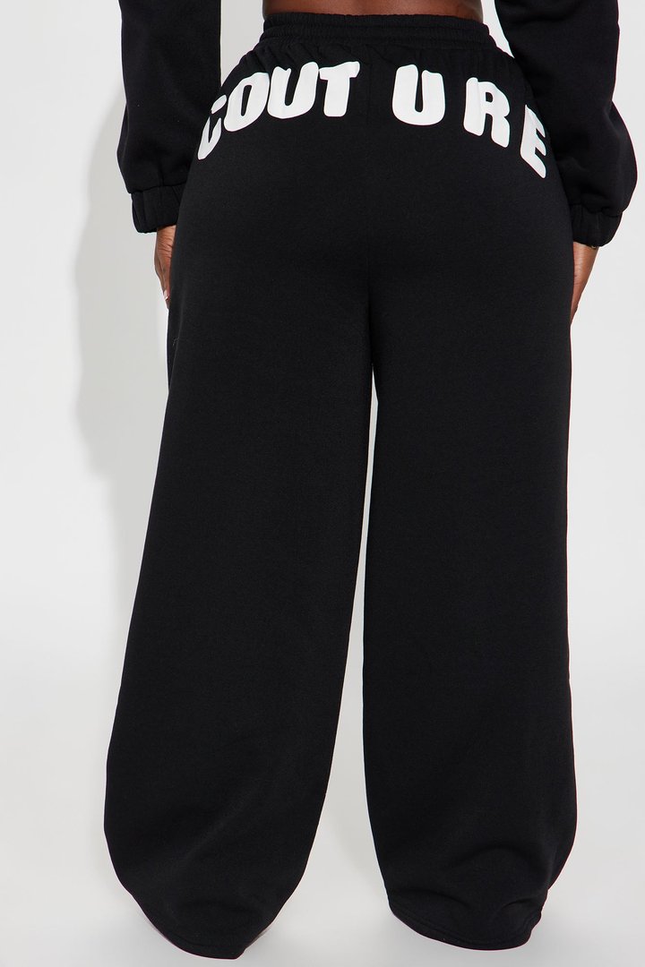 Couture Comfort Zip Up Fleece Pant Set - Black
