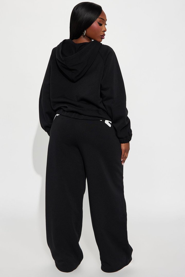 Couture Comfort Zip Up Fleece Pant Set - Black