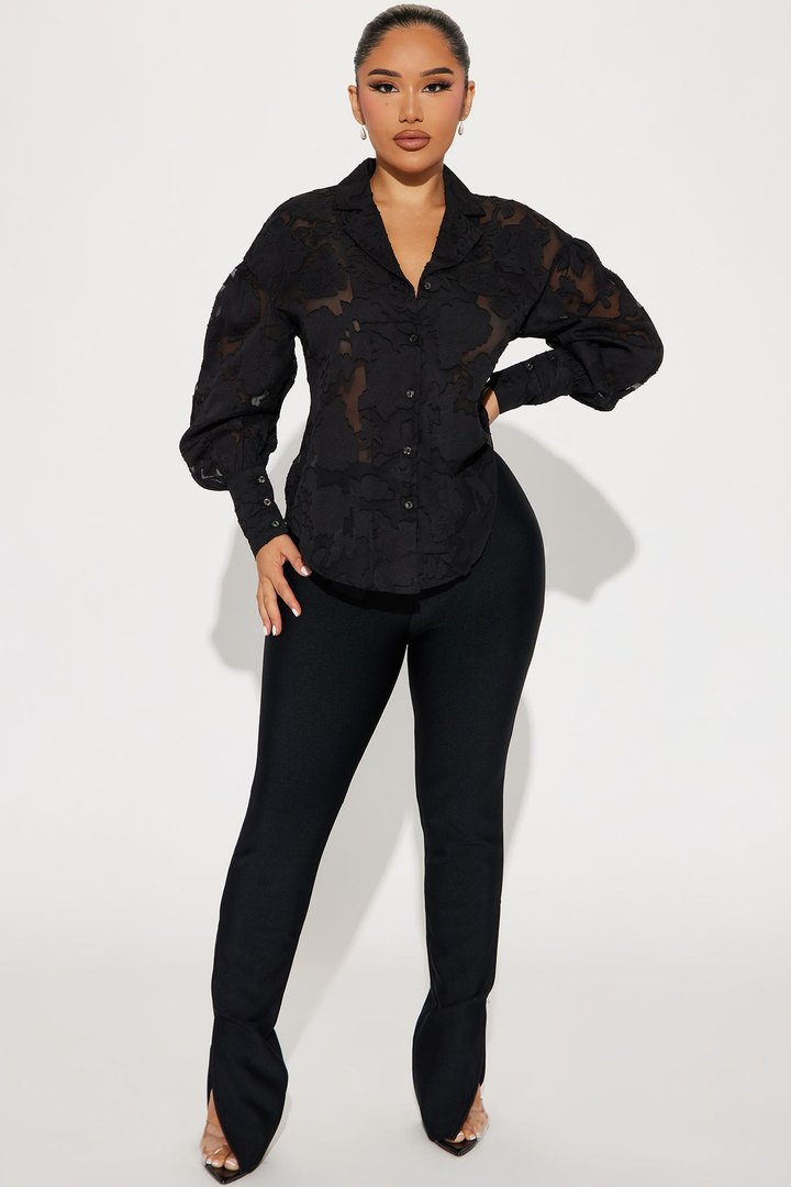 Smell The Roses Jacquard Shirt - Black