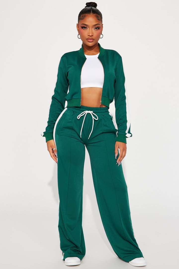 Hanging Out Later Track Pant Set - Hunter