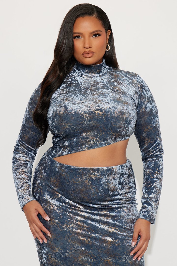 Slither Tantrum Long Sleeve Maxi Dress - Blue/combo