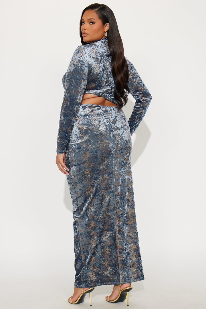 Slither Tantrum Long Sleeve Maxi Dress - Blue/combo