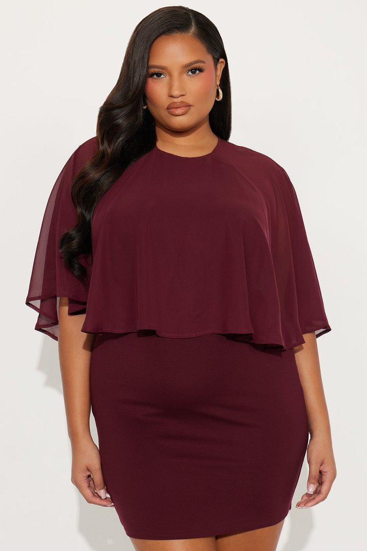 Teresa Draped Mini Dress - Burgundy