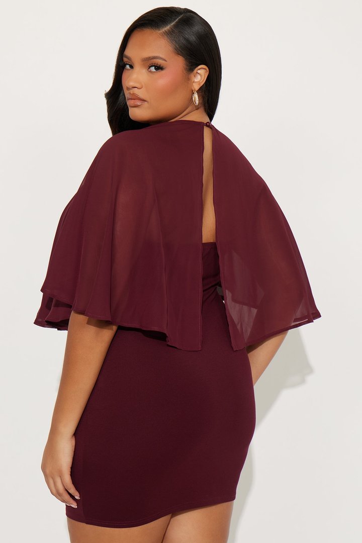 Teresa Draped Mini Dress - Burgundy