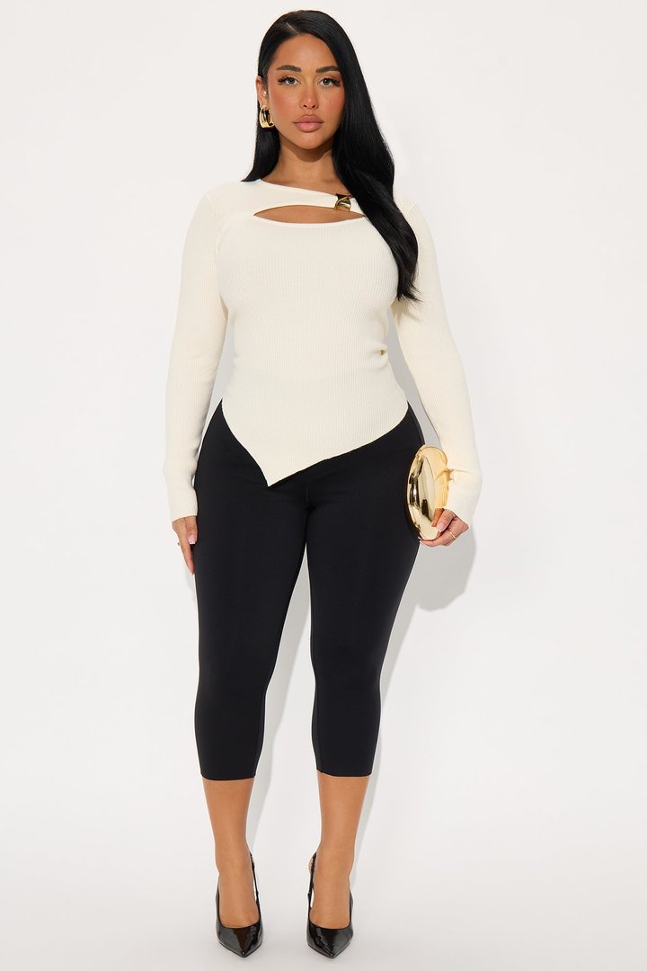 Pumpkin Spice Hardware Sweater Top - Ivory