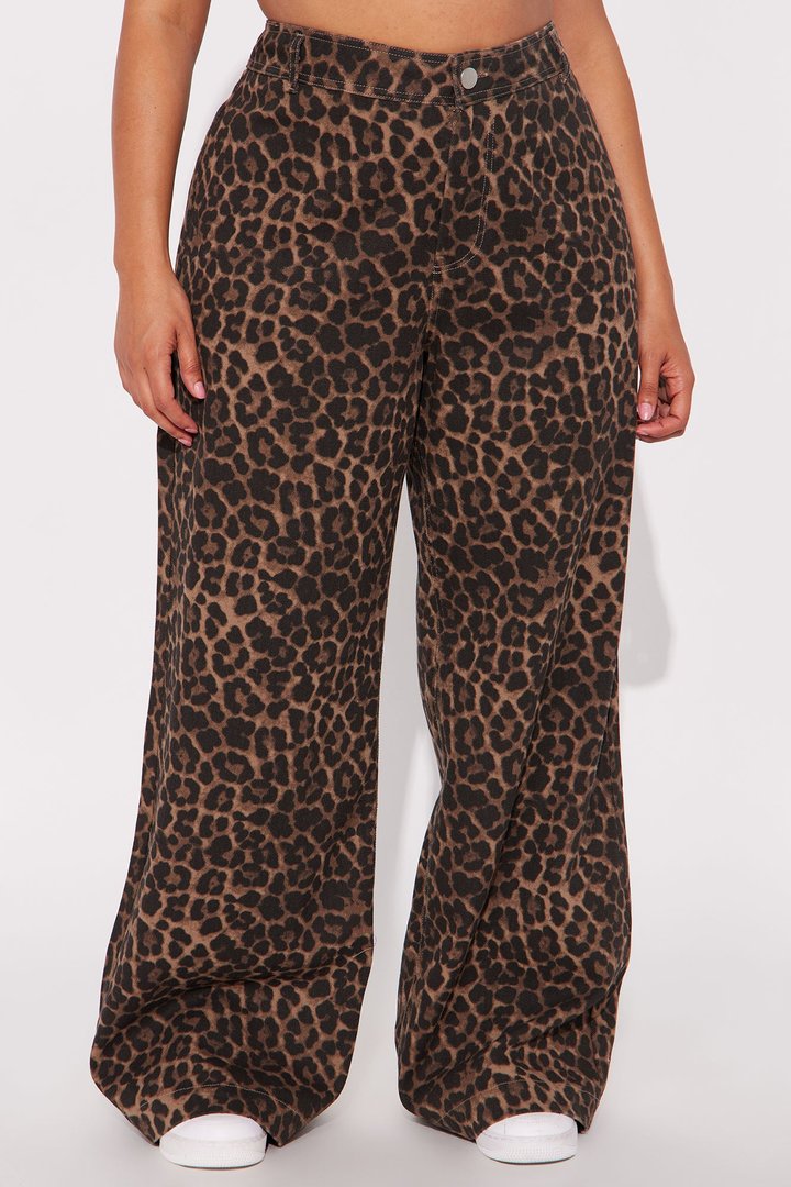 Kim Leopard Wide Leg Pant - Leopard