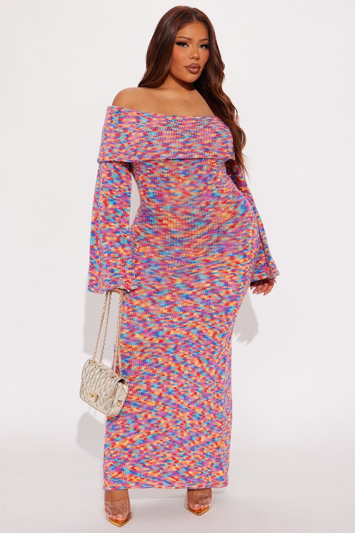 Sweet Like Candy Sweater Maxi Dress - Multi Color