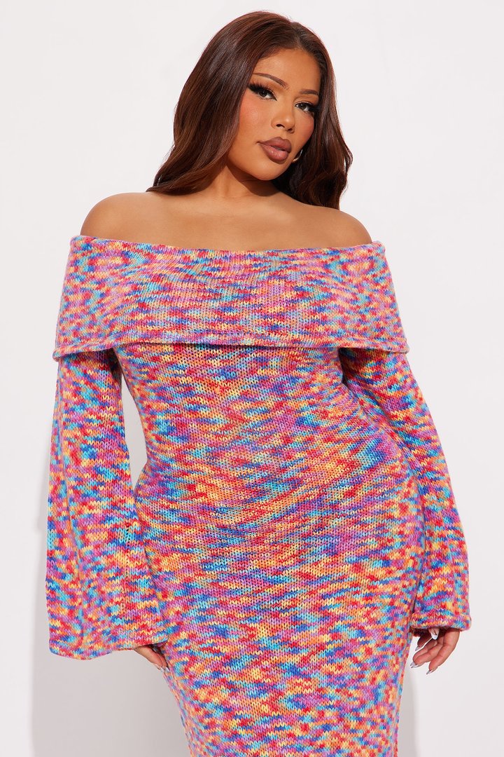 Sweet Like Candy Sweater Maxi Dress - Multi Color