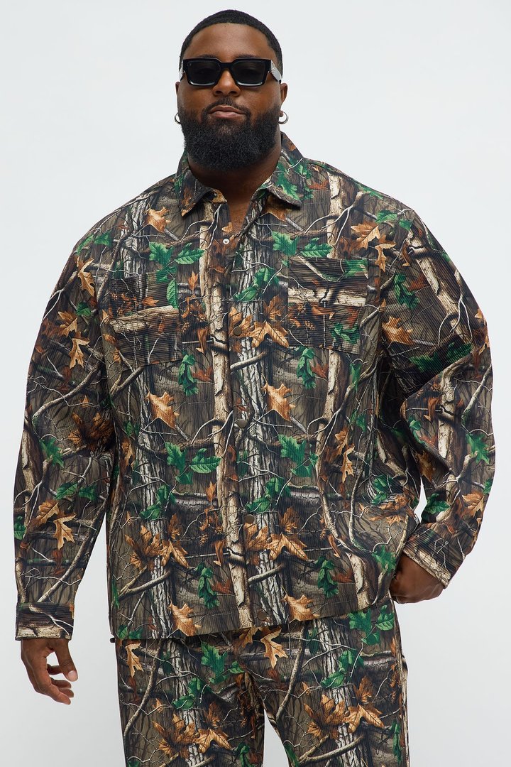Rustic Long Sleeve Button Up Shirt - Brown Combo
