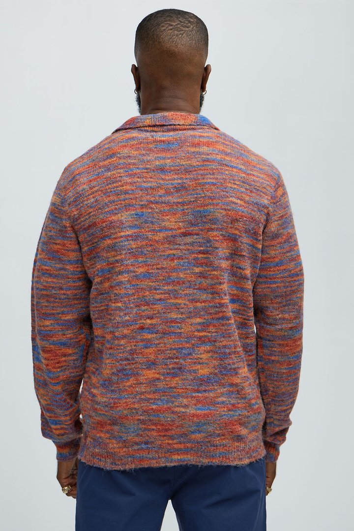 Blinded Mohair Johnny Collar Sweater - Red/combo