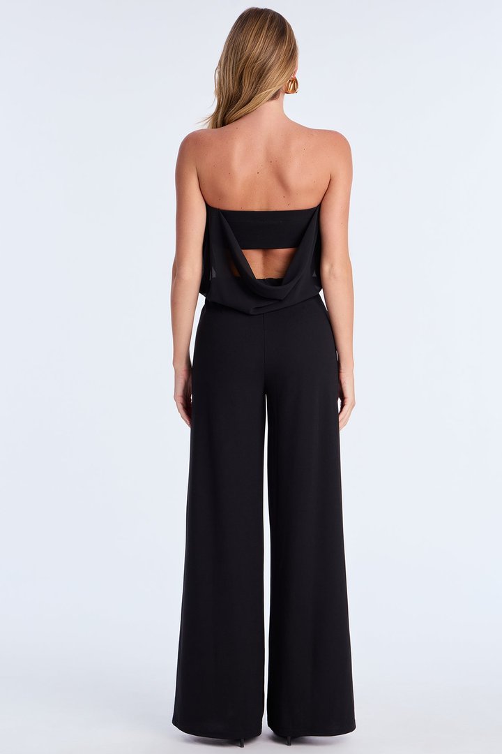 Roxana Cowl Neck Wide Leg Jumpsuit - Black