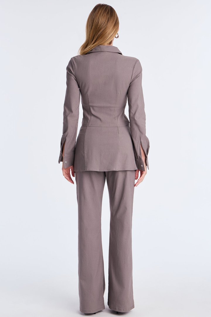 Double Booked Pinstripe Pant Set - Grey