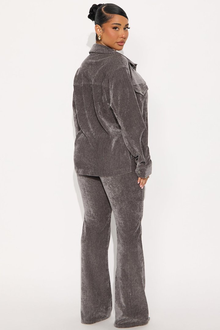 Corrina Velvet Shacket Pant Set - Black