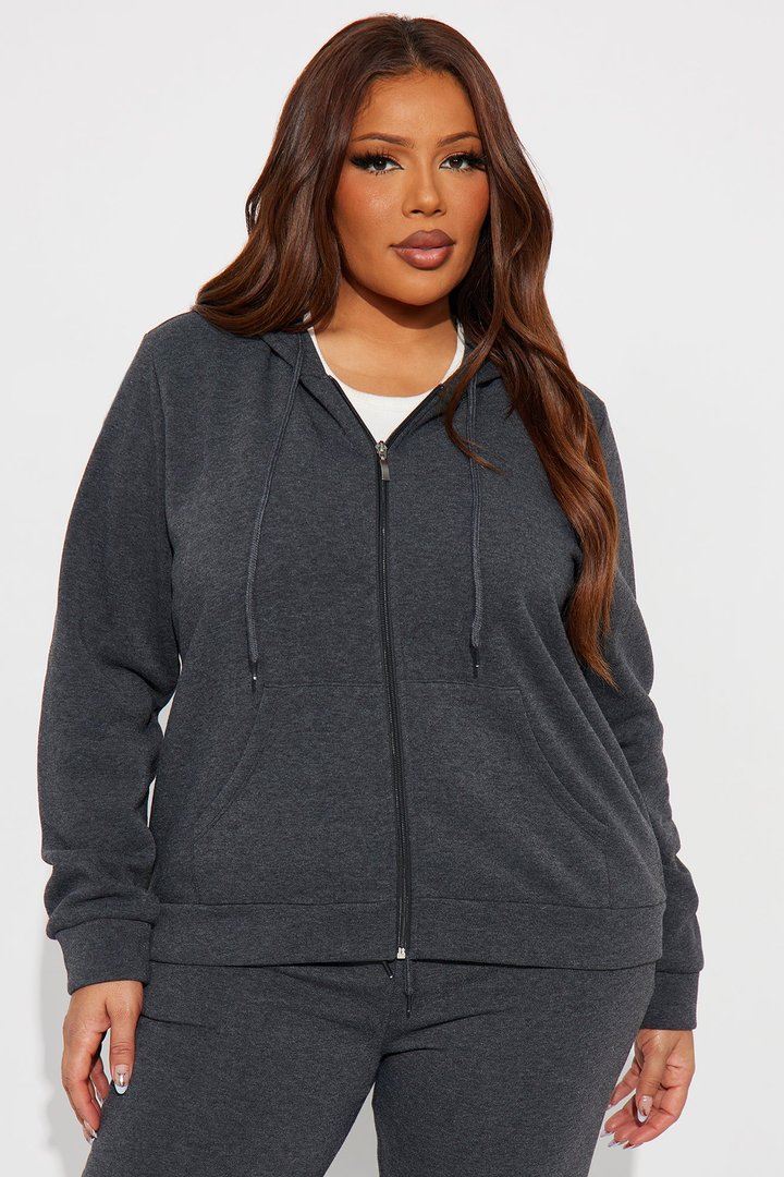 Candice Zip Up Hoodie - Charcoal