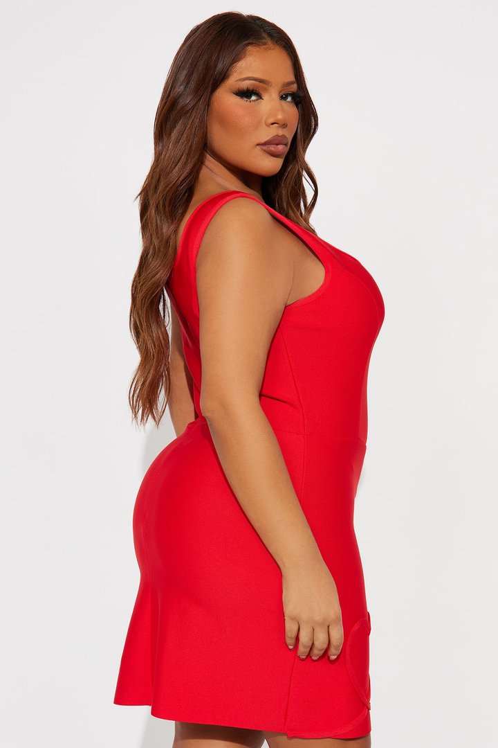 Hearts Up Bandage Mini Dress - Red