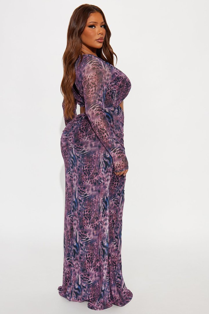 Slow Burn Mesh Maxi Dress - Purple/combo