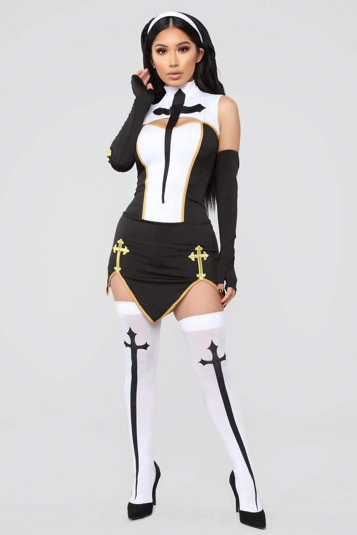 Bad Habits Nun 4 Piece Costume Set - Black/Combo