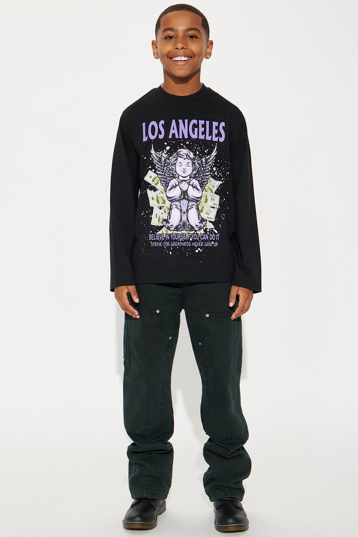 Mini LA Dreams Come True Print Long Sleeve Tee - Black
