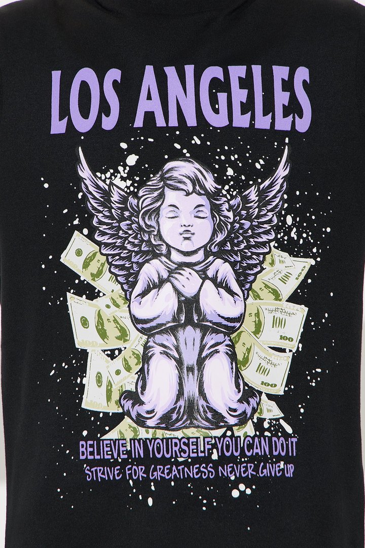 Mini LA Dreams Come True Print Long Sleeve Tee - Black