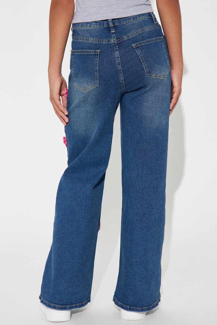 Mini Never Enough Bows Jeans - Medium Wash