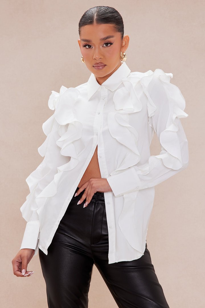 Nicky Ruffle Shirt - White