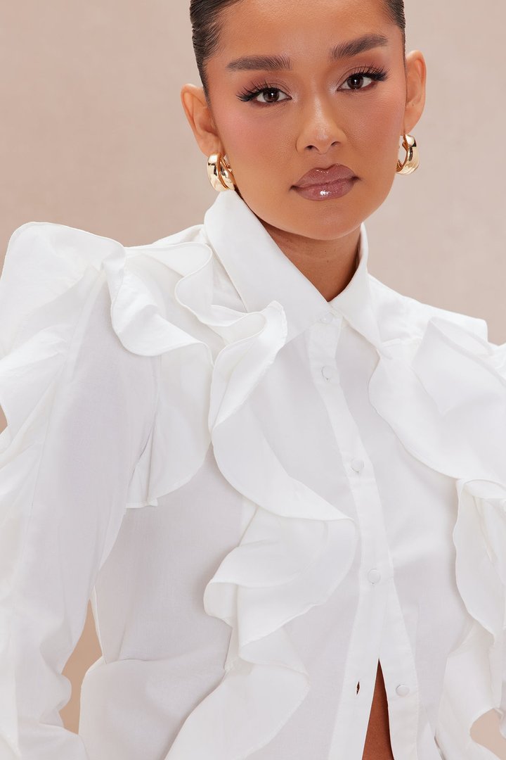 Nicky Ruffle Shirt - White