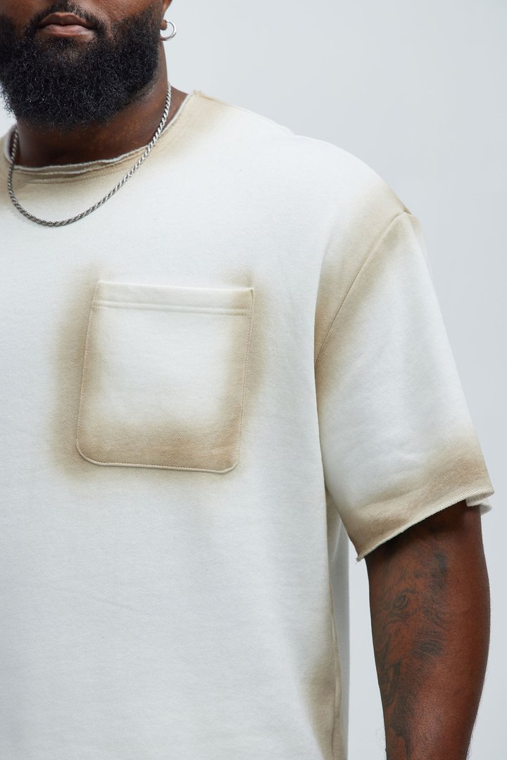 Tayson Blurred Lines Relaxed Fleece Tee - Cream
