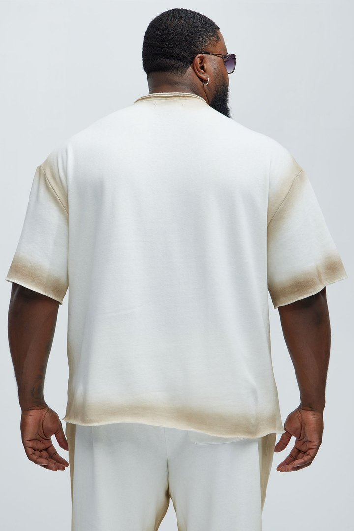 Tayson Blurred Lines Relaxed Fleece Tee - Cream