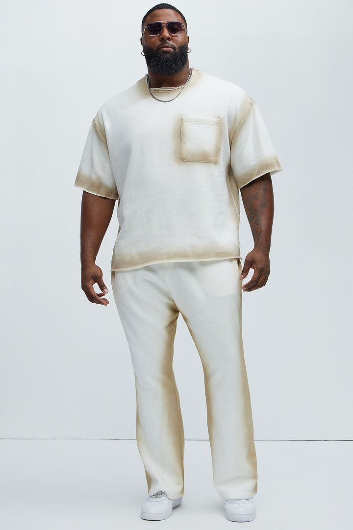 Tayson Blurred Lines Skinny Flare Sweatpants - Cream