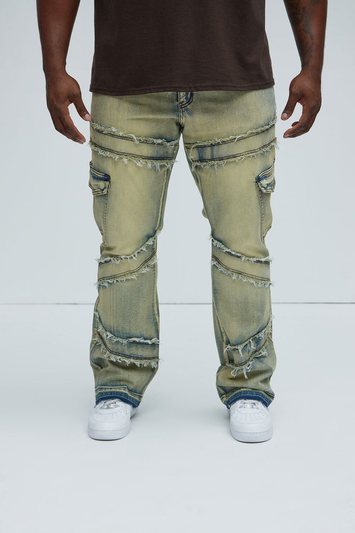 Simi Fray Cargo Stacked Skinny Flare Jeans - Vintage Blue Wash