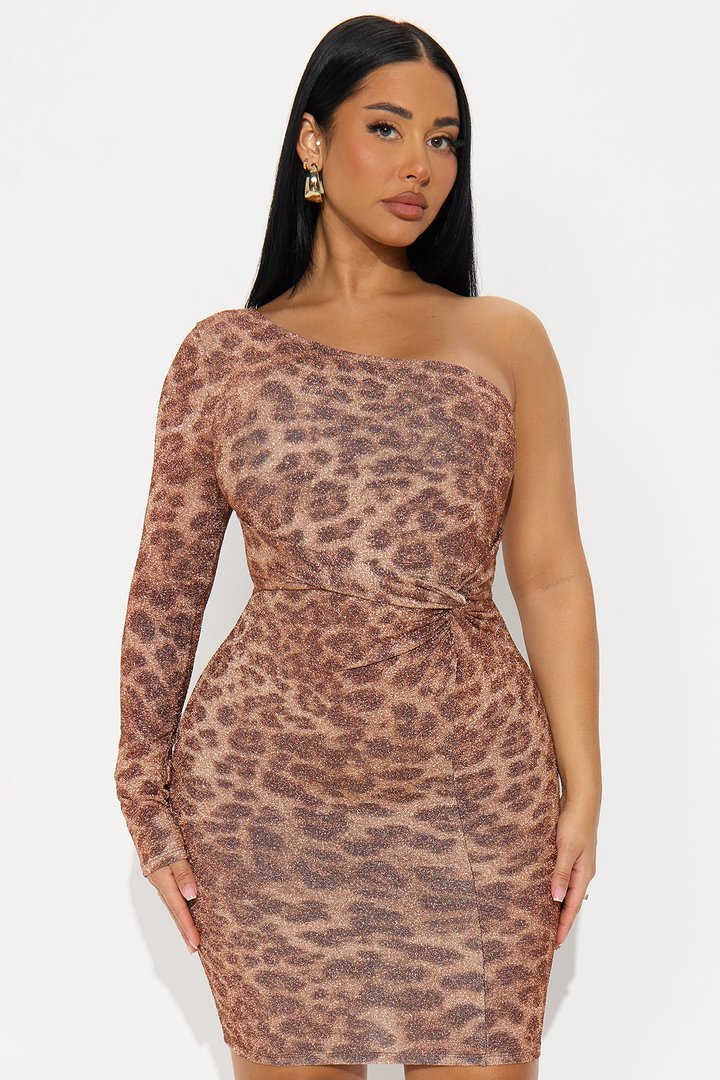 Glossy Flick Leopard Midi Dress - Leopard