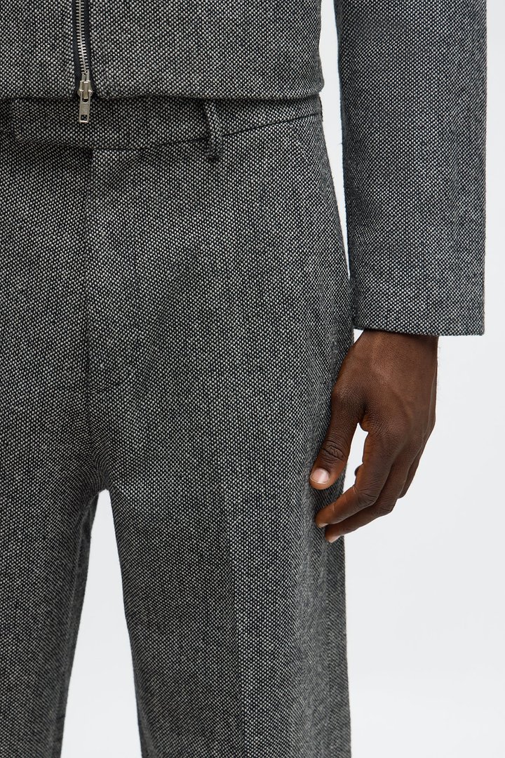 Split Wide Leg Textured Trouser - Black/combo