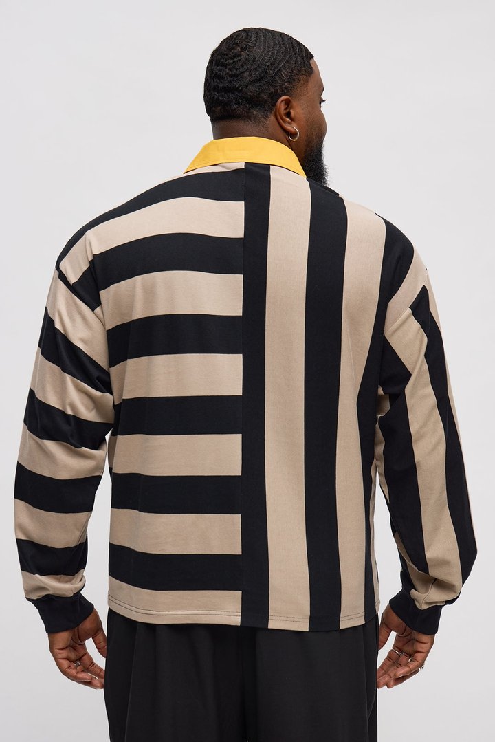 Cropped Saints Long Sleeve Rugby Polo - Black/combo