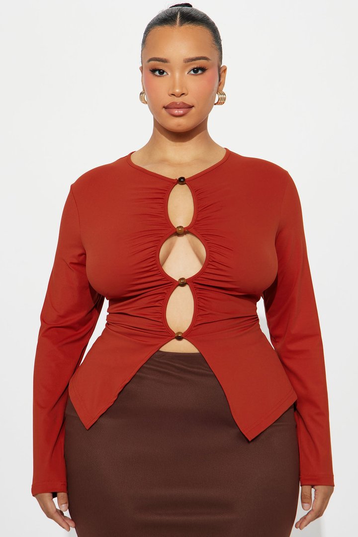 Nettal Ruched Long Sleeve Top - Rust