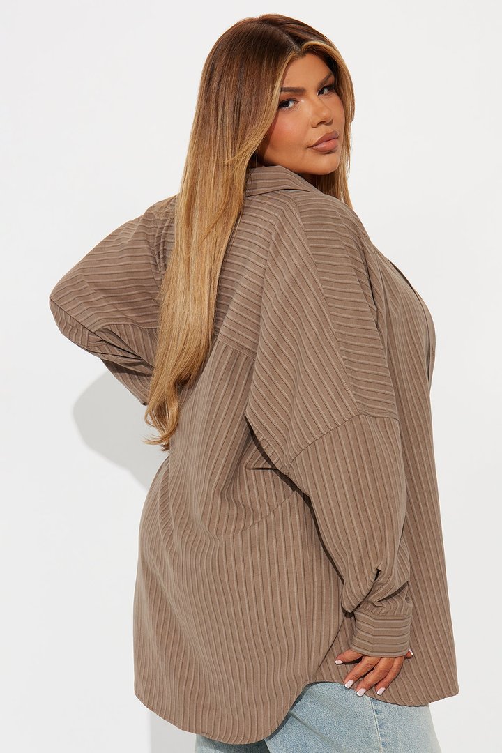 Make My Move Pinstripe Shirt - Brown