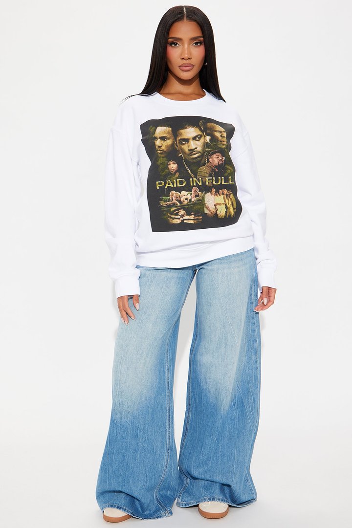 Paid In Full Fleece Crew Sweatshirt - White