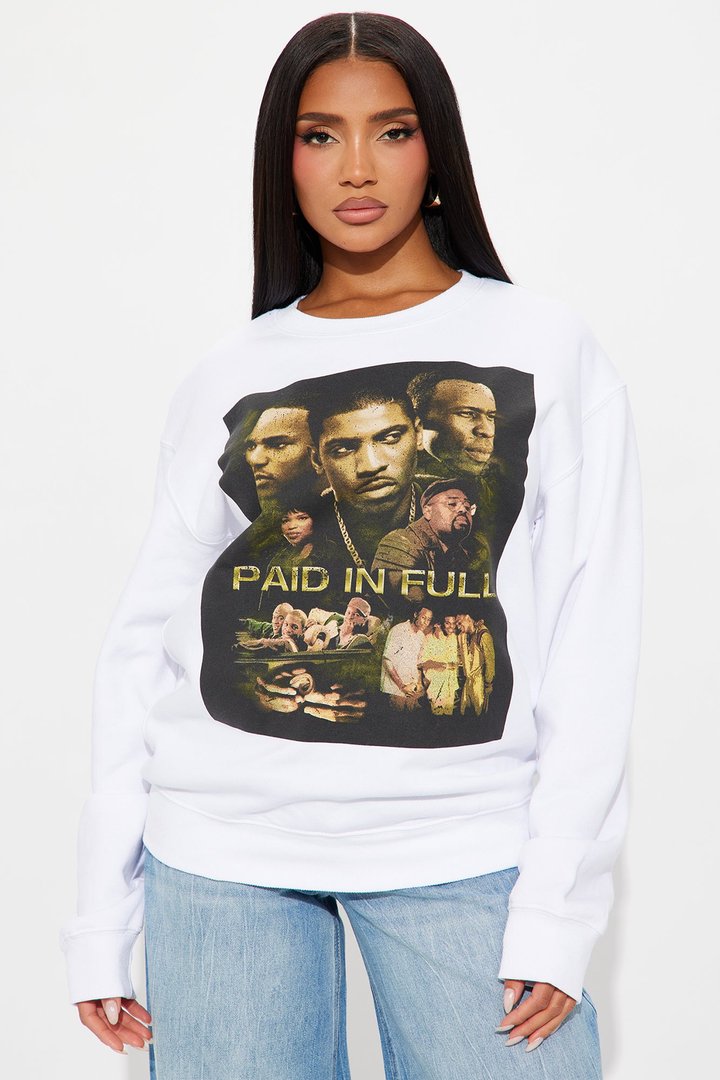 Paid In Full Fleece Crew Sweatshirt - White