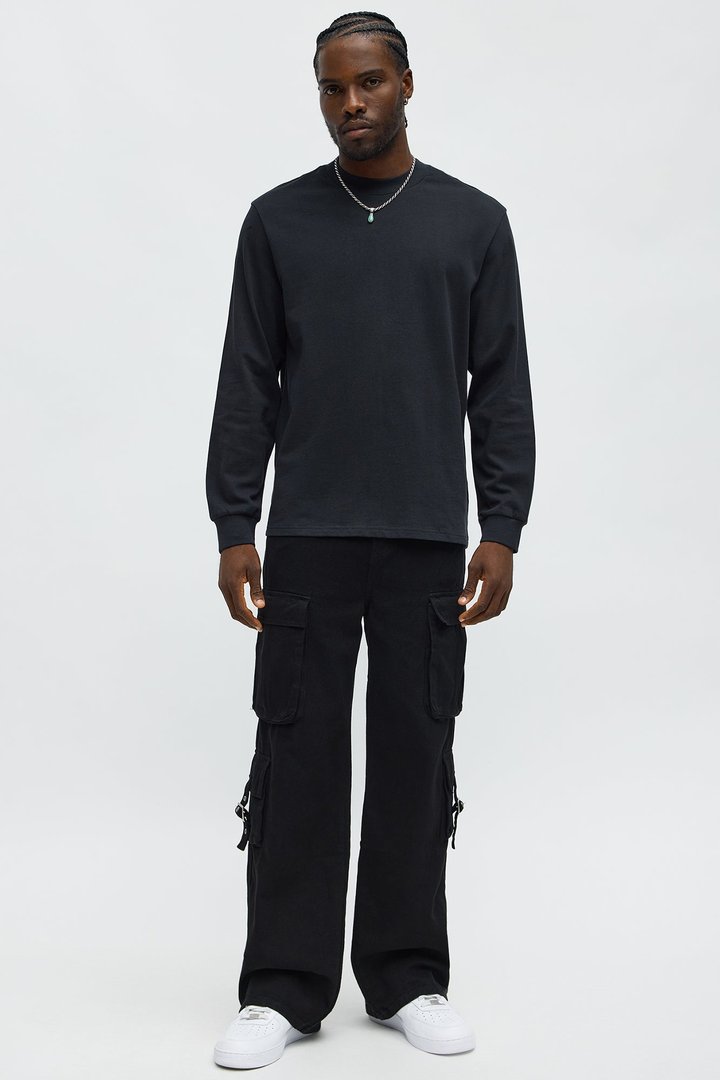 Oversized Heavyweight Long Sleeve Tee - Black