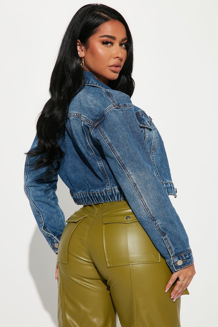 Out Of Time Denim Bomber Jacket - Dark Wash