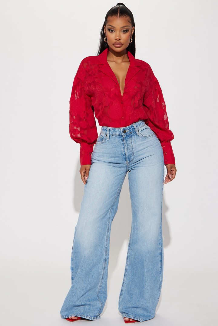 Smell The Roses Jacquard Shirt - Red