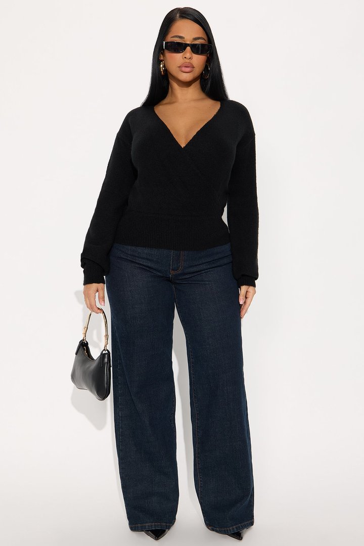 Sweet Like Candy Surplice Sweater - Black