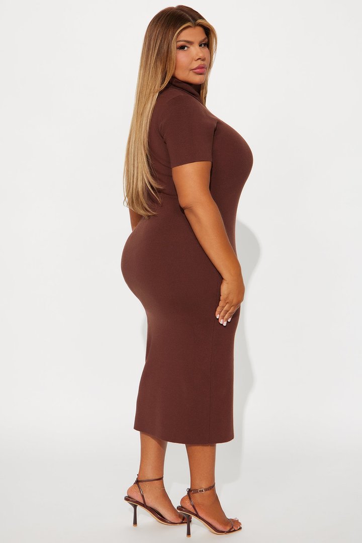 On Read Sweater Midi Dress - Chocolate
