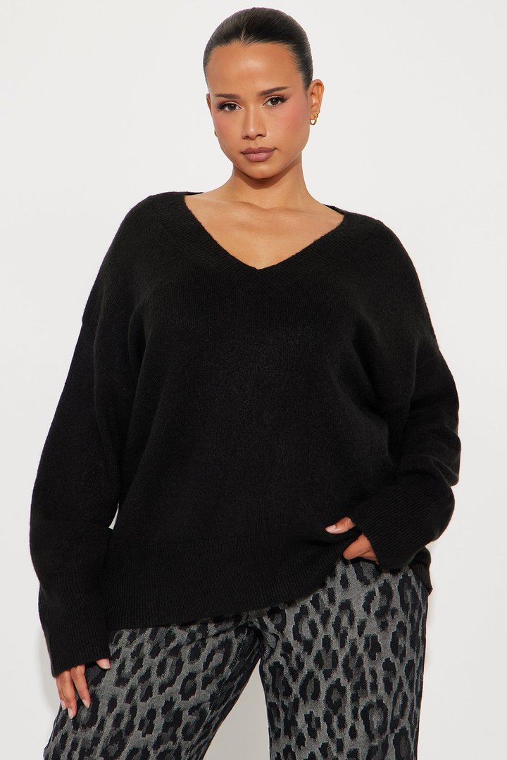 Serene V Neck Sweater - Black