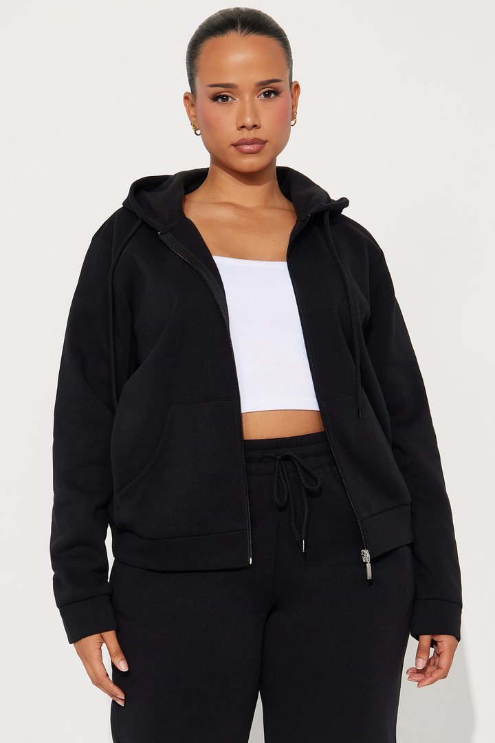 Candice Zip Up Hoodie - Black