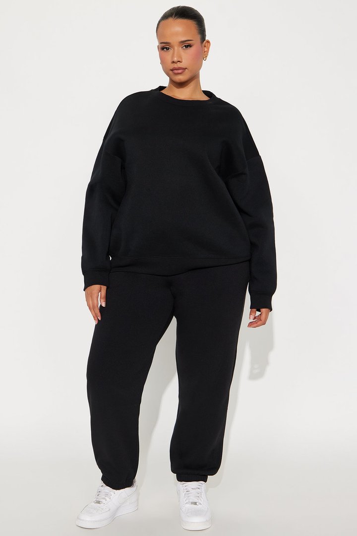 Candice Oversized Crewneck Sweatshirt - Black